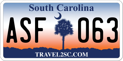SC license plate ASF063