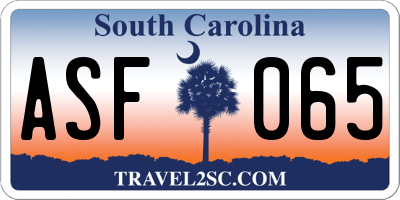 SC license plate ASF065