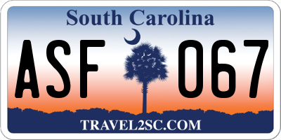 SC license plate ASF067