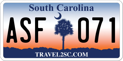 SC license plate ASF071