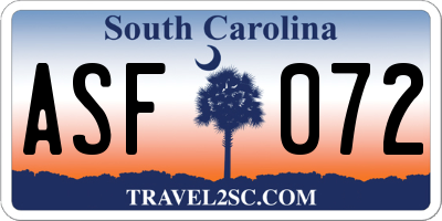 SC license plate ASF072