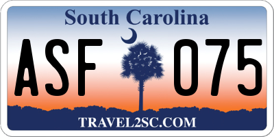 SC license plate ASF075