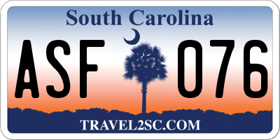 SC license plate ASF076