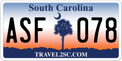 SC license plate ASF078