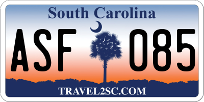 SC license plate ASF085