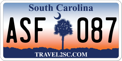 SC license plate ASF087