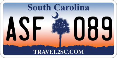 SC license plate ASF089