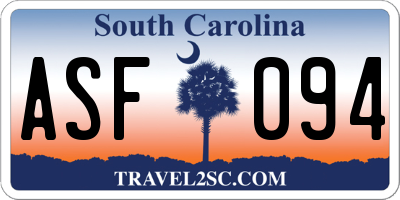 SC license plate ASF094