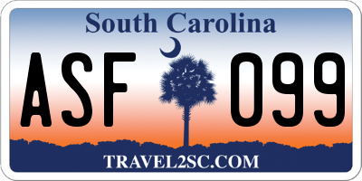 SC license plate ASF099