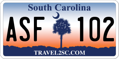SC license plate ASF102