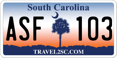 SC license plate ASF103