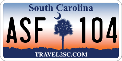SC license plate ASF104