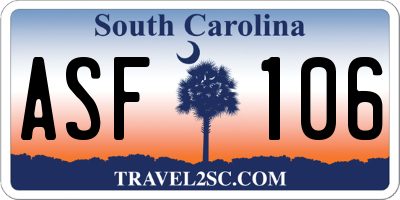 SC license plate ASF106