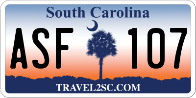 SC license plate ASF107