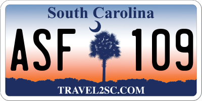 SC license plate ASF109