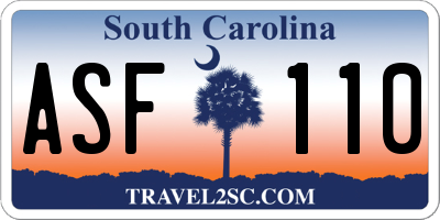 SC license plate ASF110