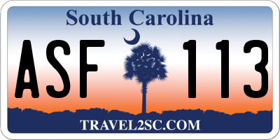 SC license plate ASF113