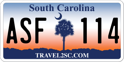 SC license plate ASF114