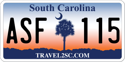 SC license plate ASF115