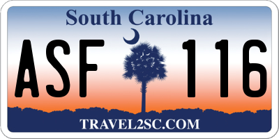 SC license plate ASF116