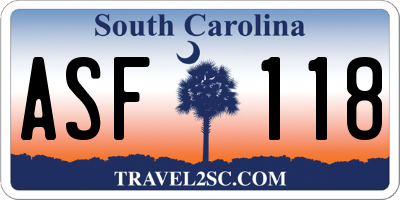 SC license plate ASF118