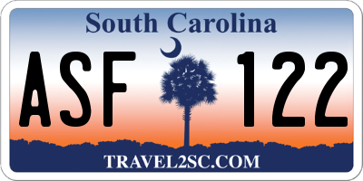 SC license plate ASF122