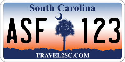 SC license plate ASF123