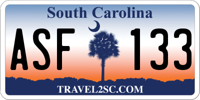 SC license plate ASF133