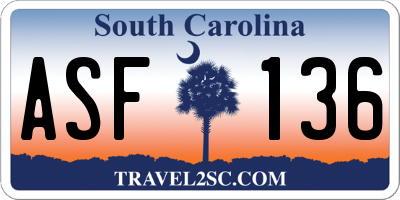 SC license plate ASF136
