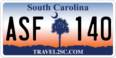 SC license plate ASF140