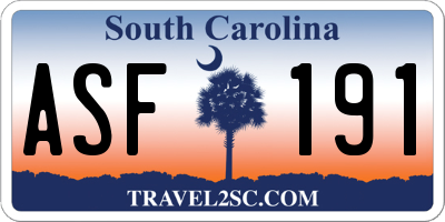 SC license plate ASF191