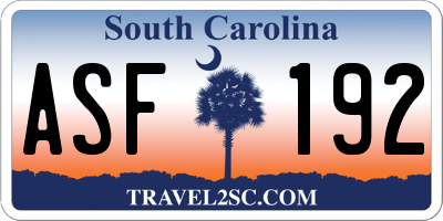 SC license plate ASF192