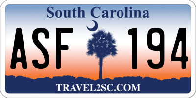 SC license plate ASF194