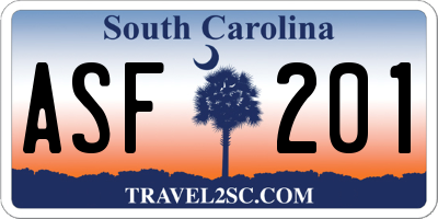 SC license plate ASF201