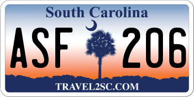 SC license plate ASF206