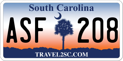 SC license plate ASF208