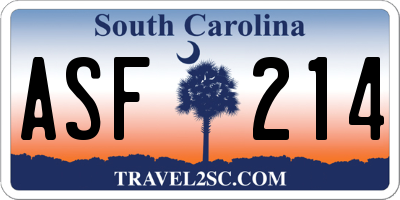 SC license plate ASF214