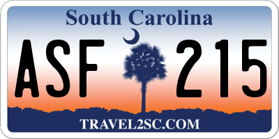 SC license plate ASF215