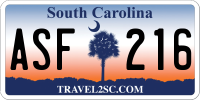 SC license plate ASF216
