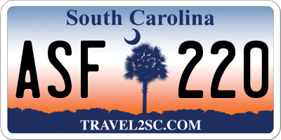 SC license plate ASF220