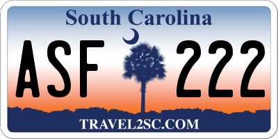 SC license plate ASF222