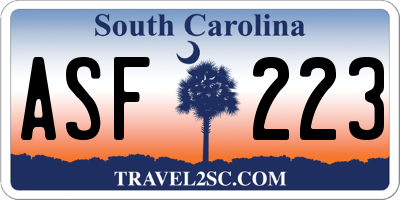 SC license plate ASF223