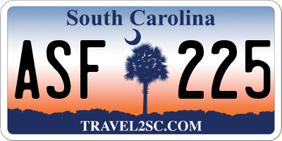 SC license plate ASF225