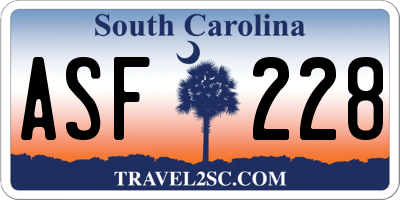 SC license plate ASF228