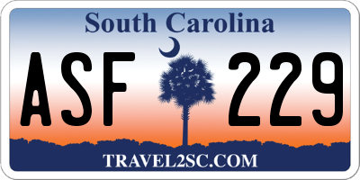 SC license plate ASF229