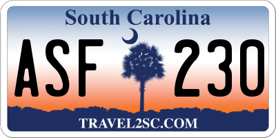 SC license plate ASF230