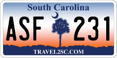SC license plate ASF231