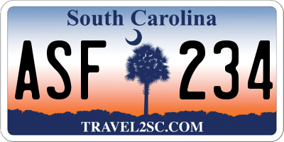 SC license plate ASF234
