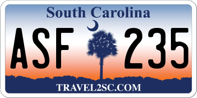 SC license plate ASF235
