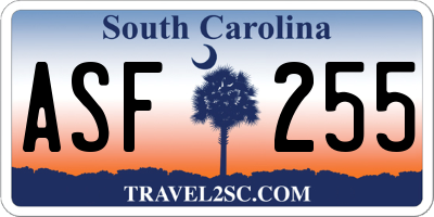 SC license plate ASF255